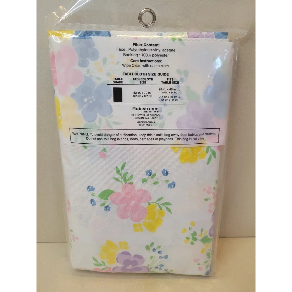 Brother Sister Design Studio Floral Vinyl Tablecloth 52x70 Easter Spring New